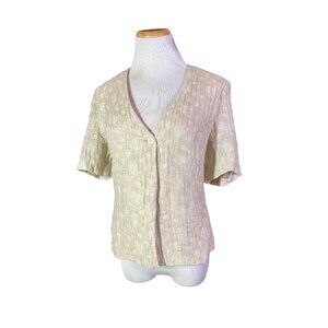 Modyva Fits Small Short Sleeve Cream Jacket Textured *Flaw